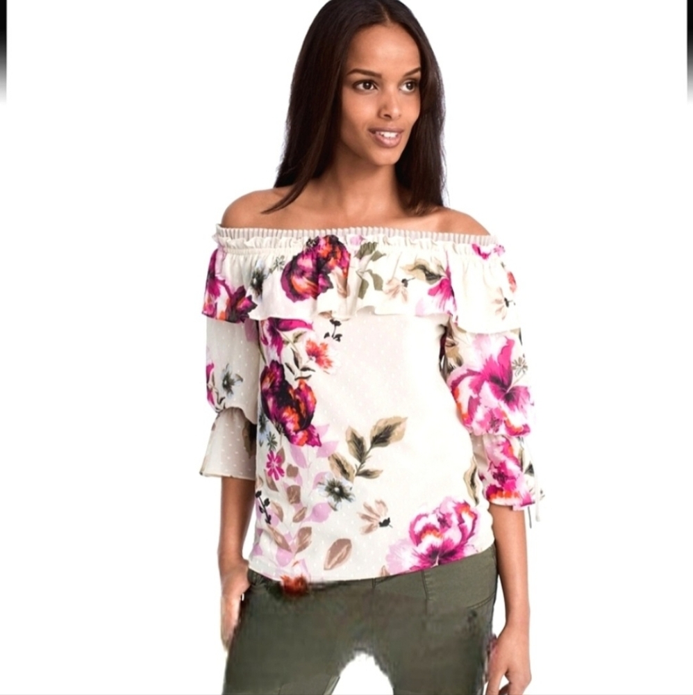 WHBM Off-the-Shoulder Floral Blouse